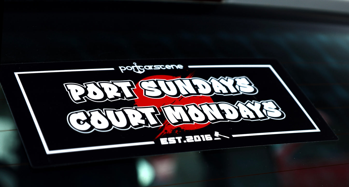 PORT SUNDAYS COURT MONDAYS SLAP ON DECAL